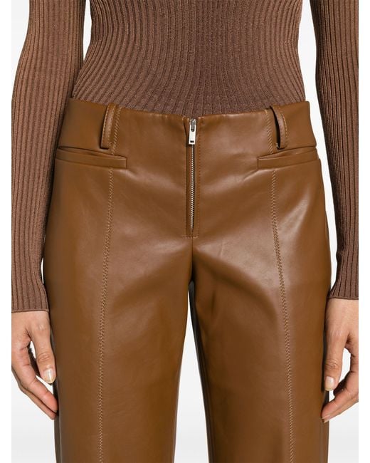 AYA MUSE Brown Cida Faux-leather Trousers