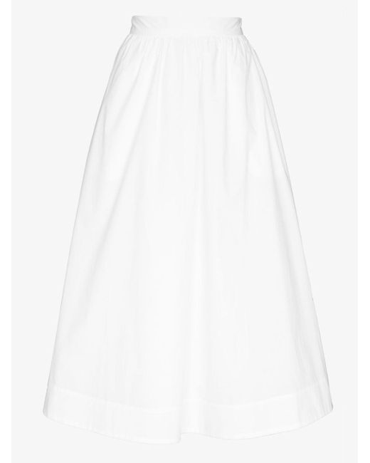 Totême  White High Waist Cotton Midi Skirt - Women's - Cotton