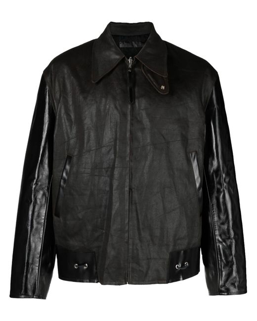 Our Legacy Black Zip-up Leather Jacket - Men's - Leather/cotton ...