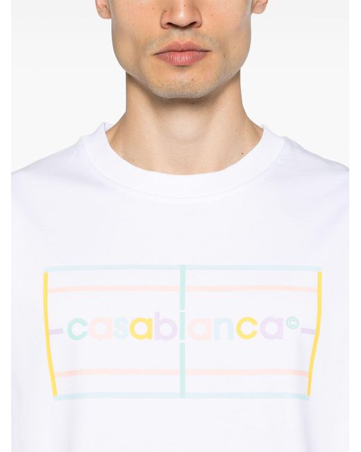 Casablancabrand White Logo Print Organic Cotton T-shirt - Men's - Organic Cotton for men