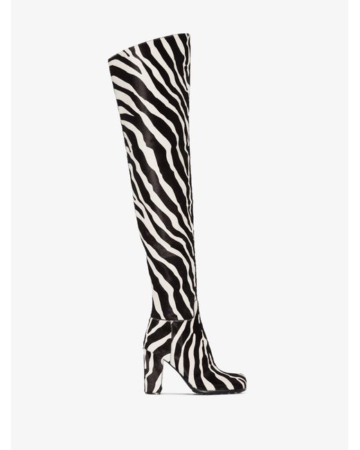 Bottega Veneta And White Storm 90 Zebra Print Leather Boots in Black - Lyst