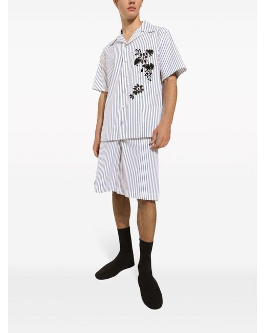 Dolce & Gabbana White Striped Cotton Shorts for men