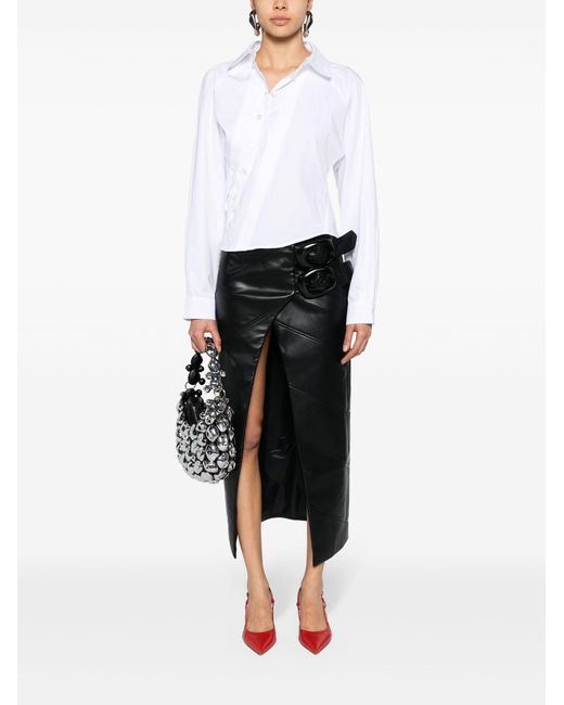 Aleksandre Akhalkatsishvili Black Wrap Faux-leather Midi Skirt - Women's - Polyester/polyurethane