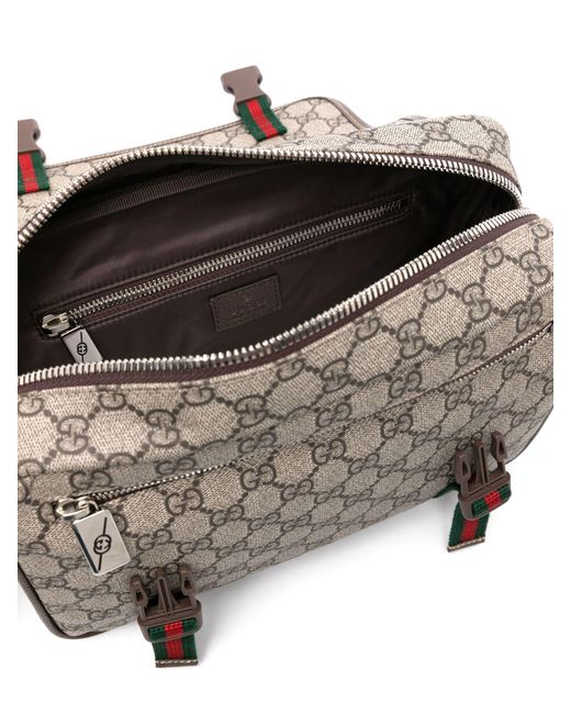 Gucci Brown GG Supreme Leather-trimmed Monogrammed Coated-canvas Messenger Bag for men