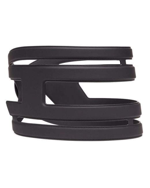 DIESEL Black Oval-D Leather Belt