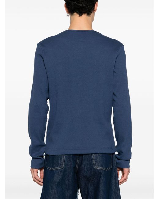 Bianca Saunders Blue Y-neck Cotton Sweater for men