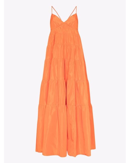 Staud Orange Ripley Tiered Maxi Dress