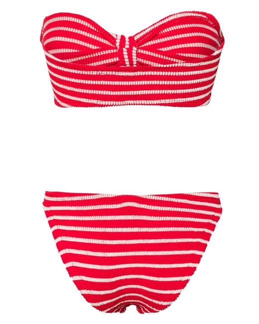 Hunza G Red Jean Striped Bikini Set