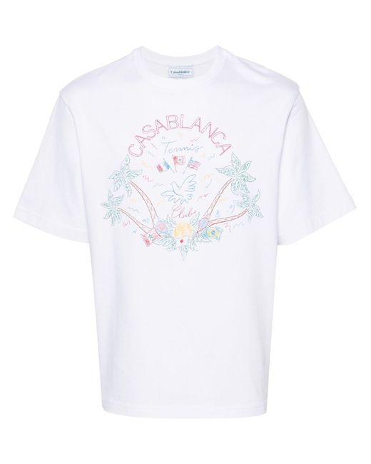 Casablancabrand White Logo Embroidery Organic Cotton T-shirt - Unisex - Organic Cotton
