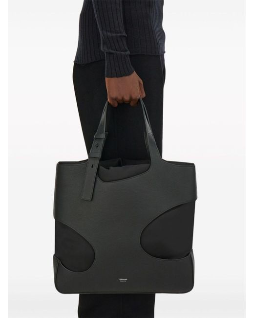 Ferragamo Black Cut-out Leather Tote Bag for men