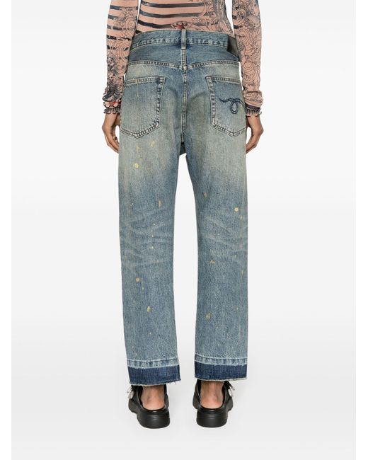 R13 Blue Crossover High-Rise Cropped Jeans
