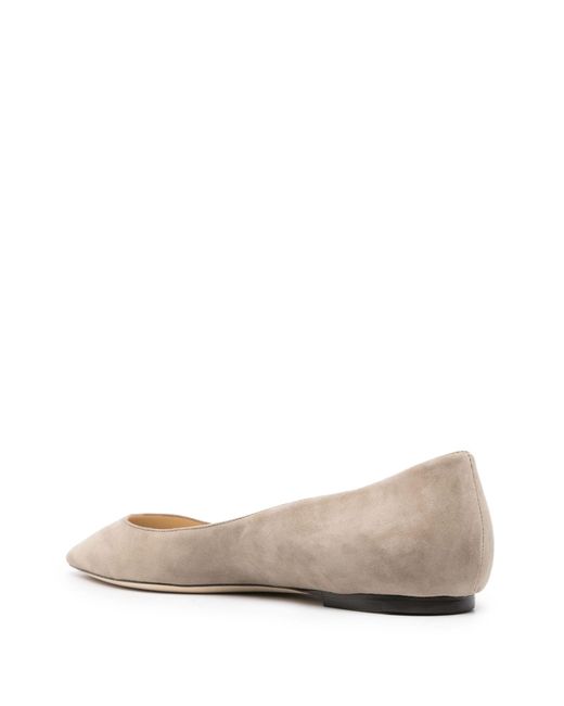 Jimmy Choo Natural Neutral Romy Suede Ballet Pumps - Women's - Calf Leather