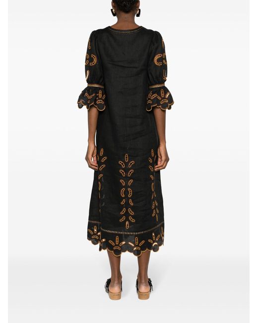 Vita Kin Black Nicholas Embroidered Linen Dress