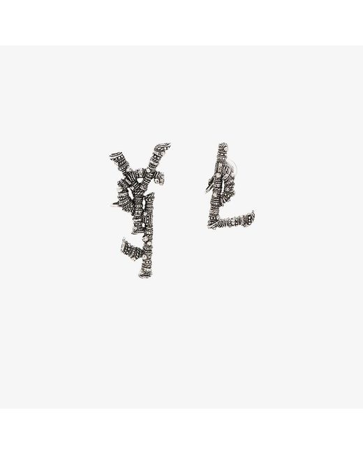 Saint Laurent Metallic Ysl Logo Clip Earrings