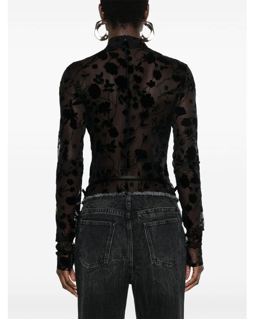 Givenchy Black Mock-neck Mesh Bodysuit