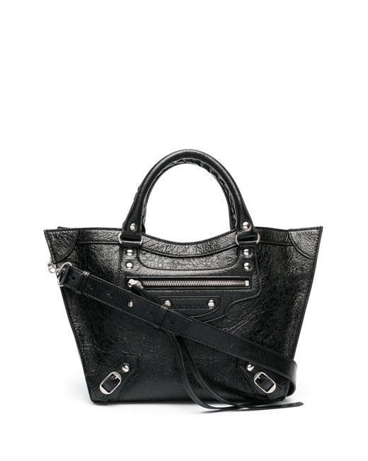 Balenciaga Black Neo Upside Down Leather Tote Bag | Lyst