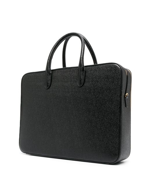 Thom Browne Black Rwb-loop Leather Briefcase - Unisex - Calf Leather/polyester