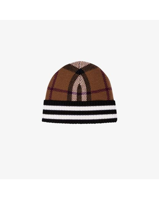 Burberry Brown House Check Cashmere Beanie Hat for men