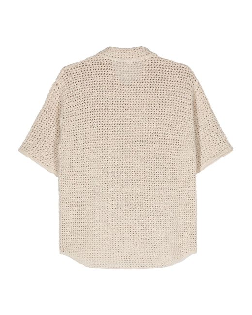 Auralee White Neutral Crochet Knit Cotton Shirt for men