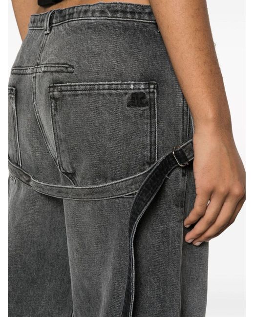 Courreges Gray One Strap Stonewashed Jeans