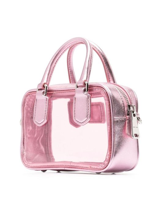 Miu Miu Pink Logo-embossed Transparent Tote Bag