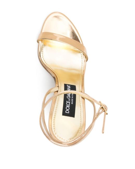 Dolce & Gabbana Natural -tone 105 Dg Cross Leather Sandals - Women's - Calf Leather/patent Calf Leather