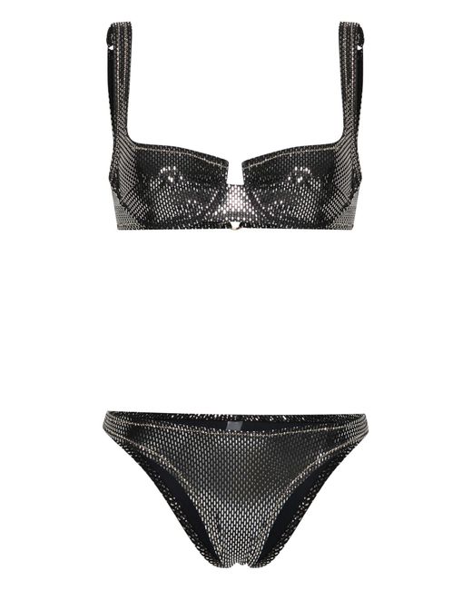 Reina Olga Black Brigitte Metallic Bikini Set - Women's - Polyamide/elastane