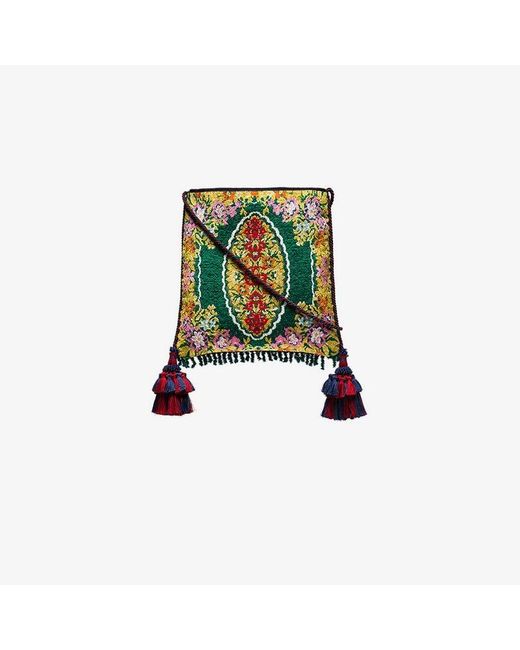 Gucci Green Multicoloured Floral-tapestry Bag