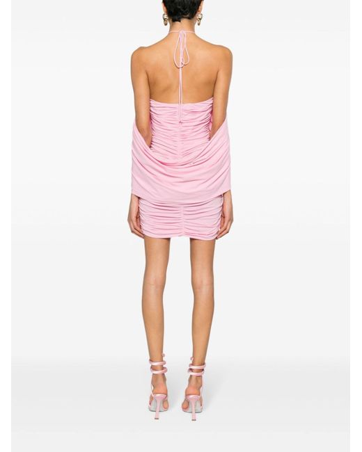 Magda Butrym Pink Floral-applique Off-shoulder Wrap Dress