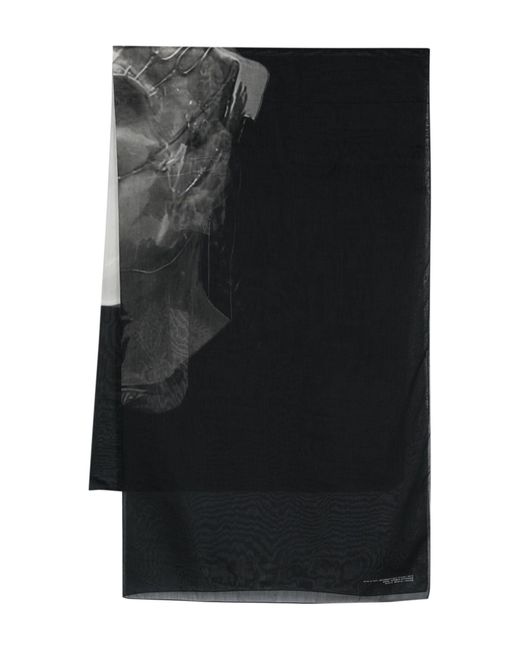 Rick Owens Black Ron Flag Scarf - Unisex - Cotton/silk