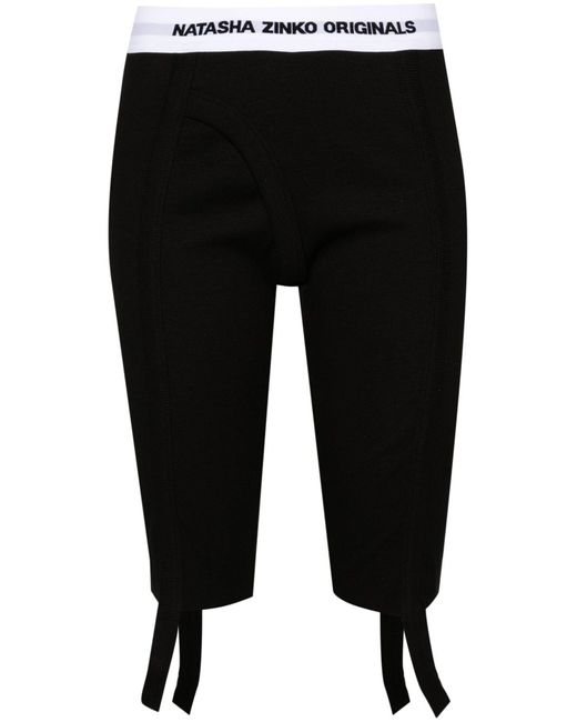 Natasha Zinko Black Logo-waistband Bike Shorts - Unisex - Cotton/spandex/elastane