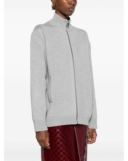 Gucci Gray Raised-logo Zip-up Cardigan - Women's - Wool/silk/polyamide/polypropylenepolyamide