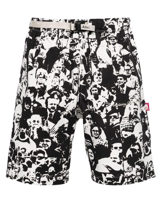 Advisory Board Crystals Black And White Faces Print Bermuda Shorts for men