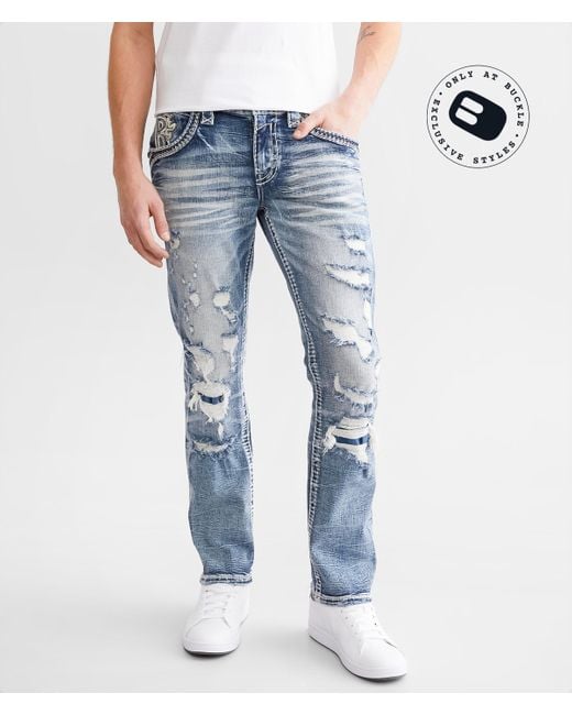 Rock Revival Blue Kaicey Slim Straight Stretch Jean for men