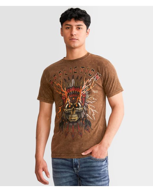 Affliction Brown Electric Plains T-shirt for men