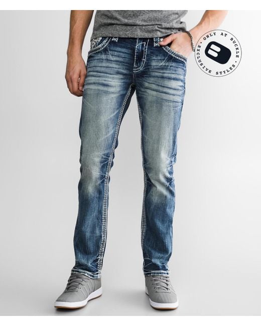 Rock Revival Blue Bisque Slim Straight Stretch Jean for men