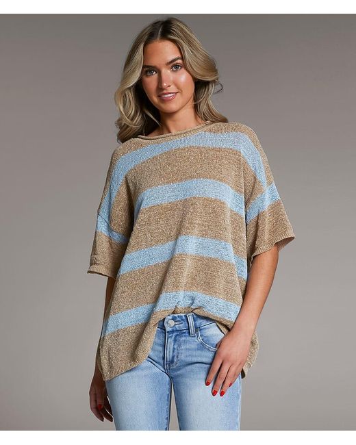 BKE Gray Striped Knit Sweater