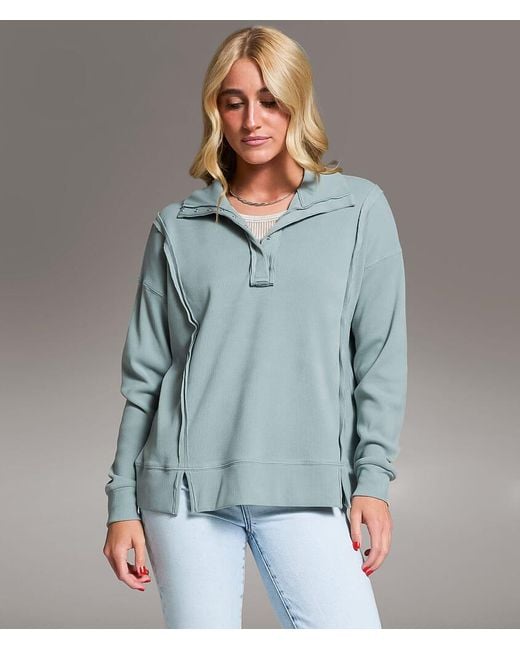 BKE Blue Raw Edge Henley Pullover