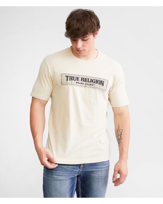 True Religion White Frayed Arch T-shirt for men
