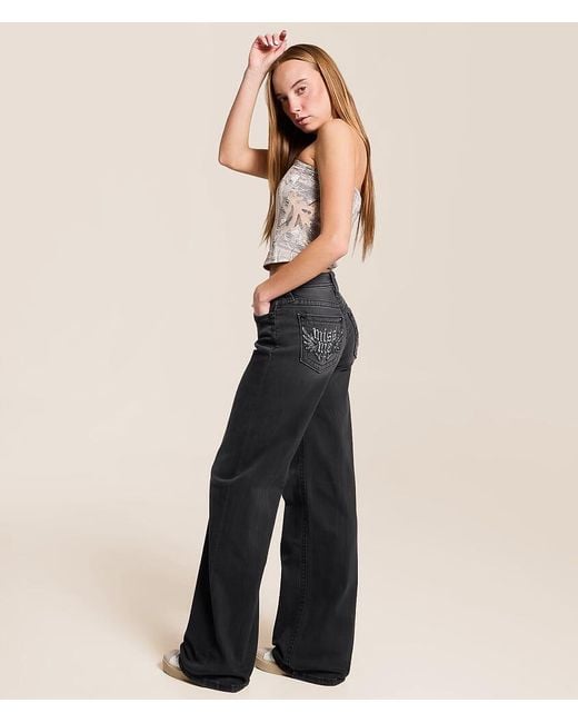 Miss Me Natural High Rise Wide Leg Stretch Jean