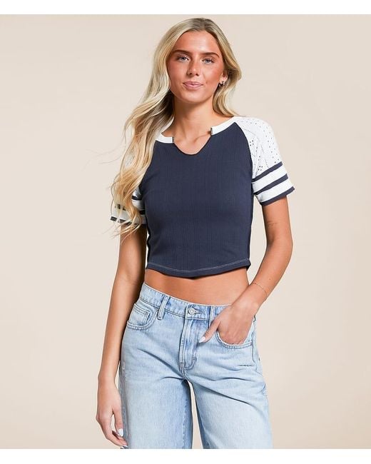 FITZ + EDDI Blue Pieced Crochet Top
