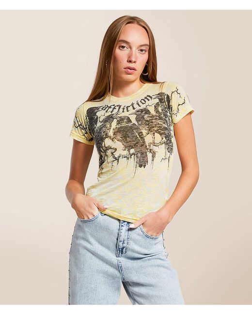 Affliction Yellow Crows Burnout T-Shirt