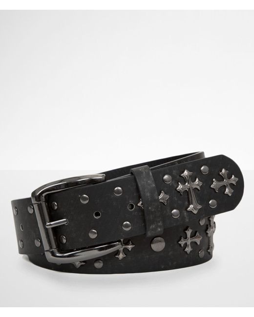 BKE Black Double Cross Leather Belt for men