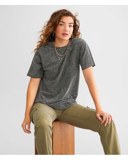 Gilded Intent Gray Lurex Oversized Top