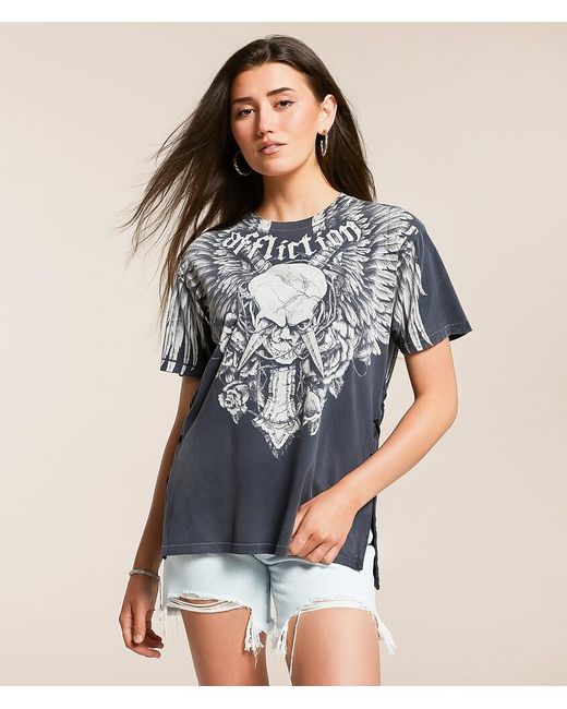 Affliction Blue Crossed Over T-Shirt