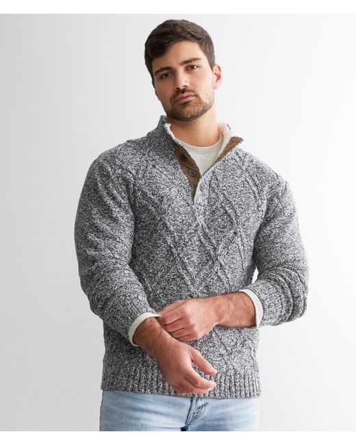 Outpost Makers Cable Knit Henley Sweater in Gray for Men | Lyst