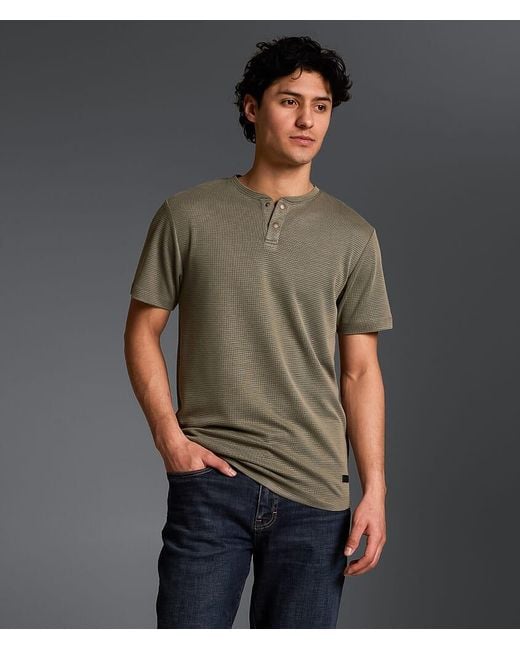 Outpost Makers Gray Textured Snap Henley for men