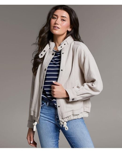 BKE Gray Textured Mock Neck Jacket