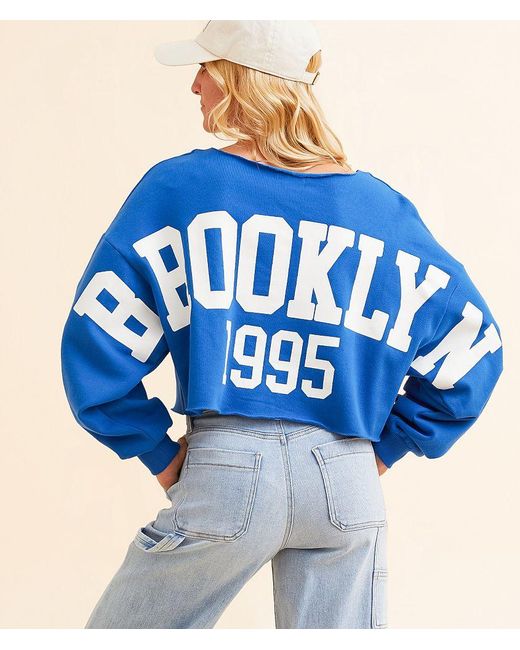FITZ + EDDI Blue Brooklyn Cropped Pullover