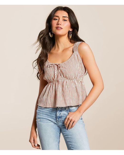 Willow & Root Blue Striped Peplum Tank Top